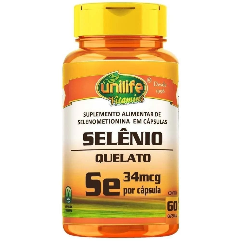 2X Selênio Quelato Unilife 60 Cápsulas Sabor Sem Sabor