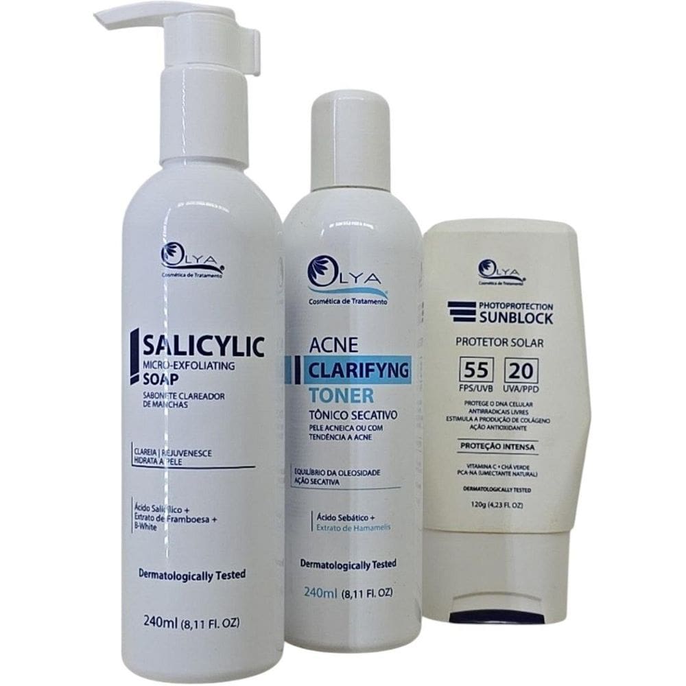Protocolo Acne Olya - Sabonete + Tonico + Protetor Solar
