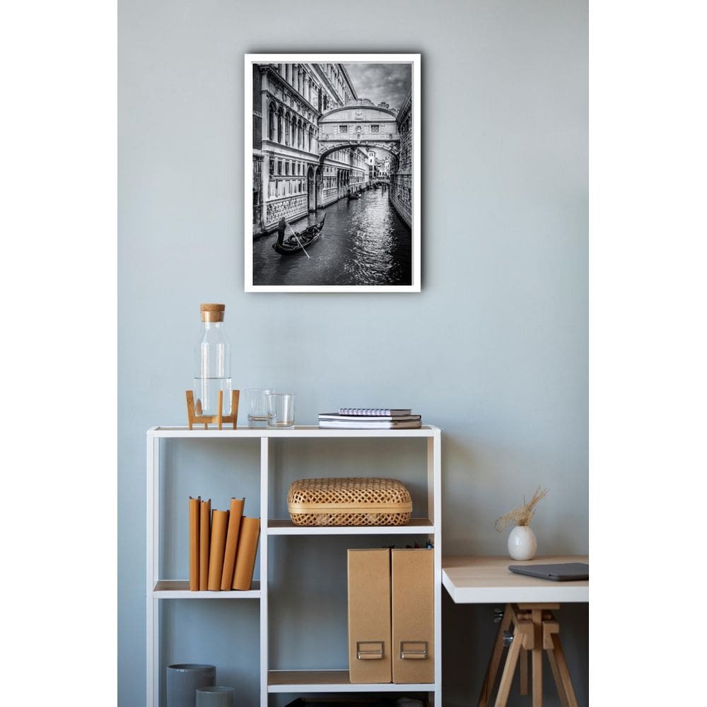 Quadro Decorativo Fotografia P&B Veneza - 70X50Cm