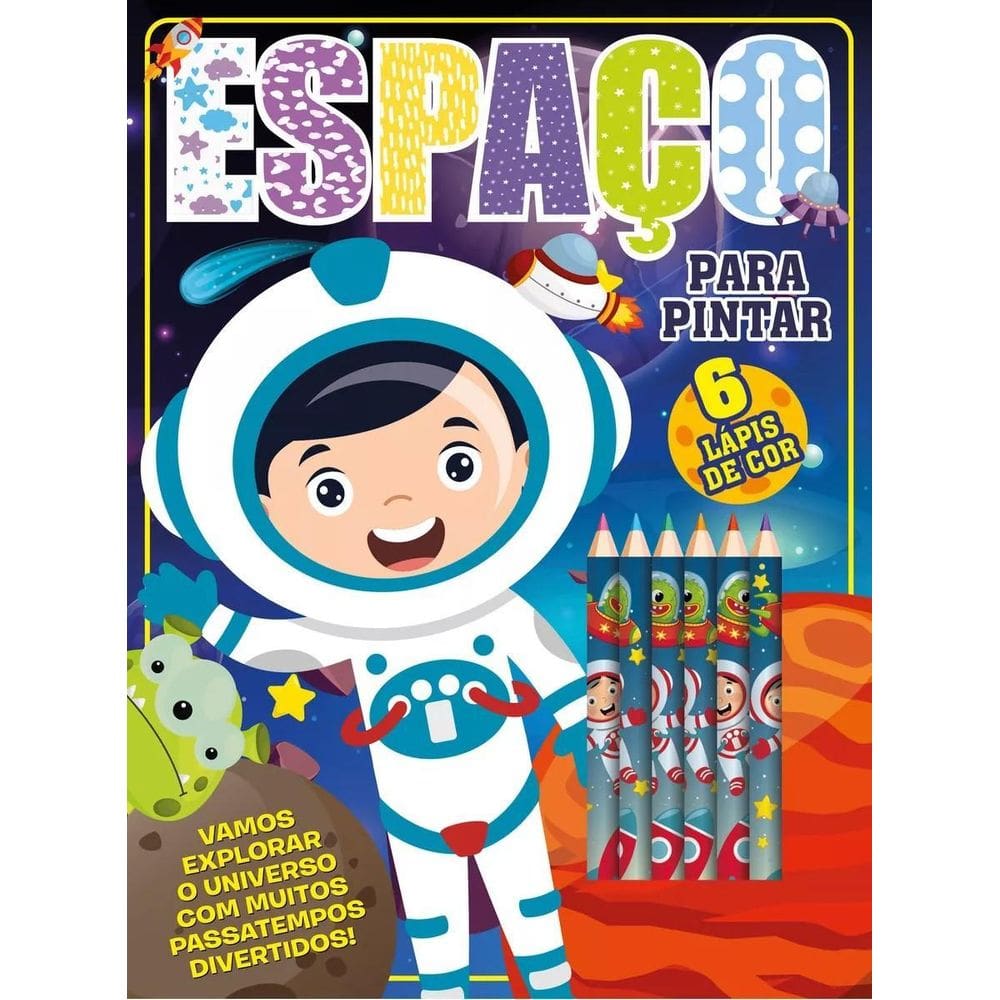 Livro Com 6 Lápis De Cor - Espaço Para Pintar