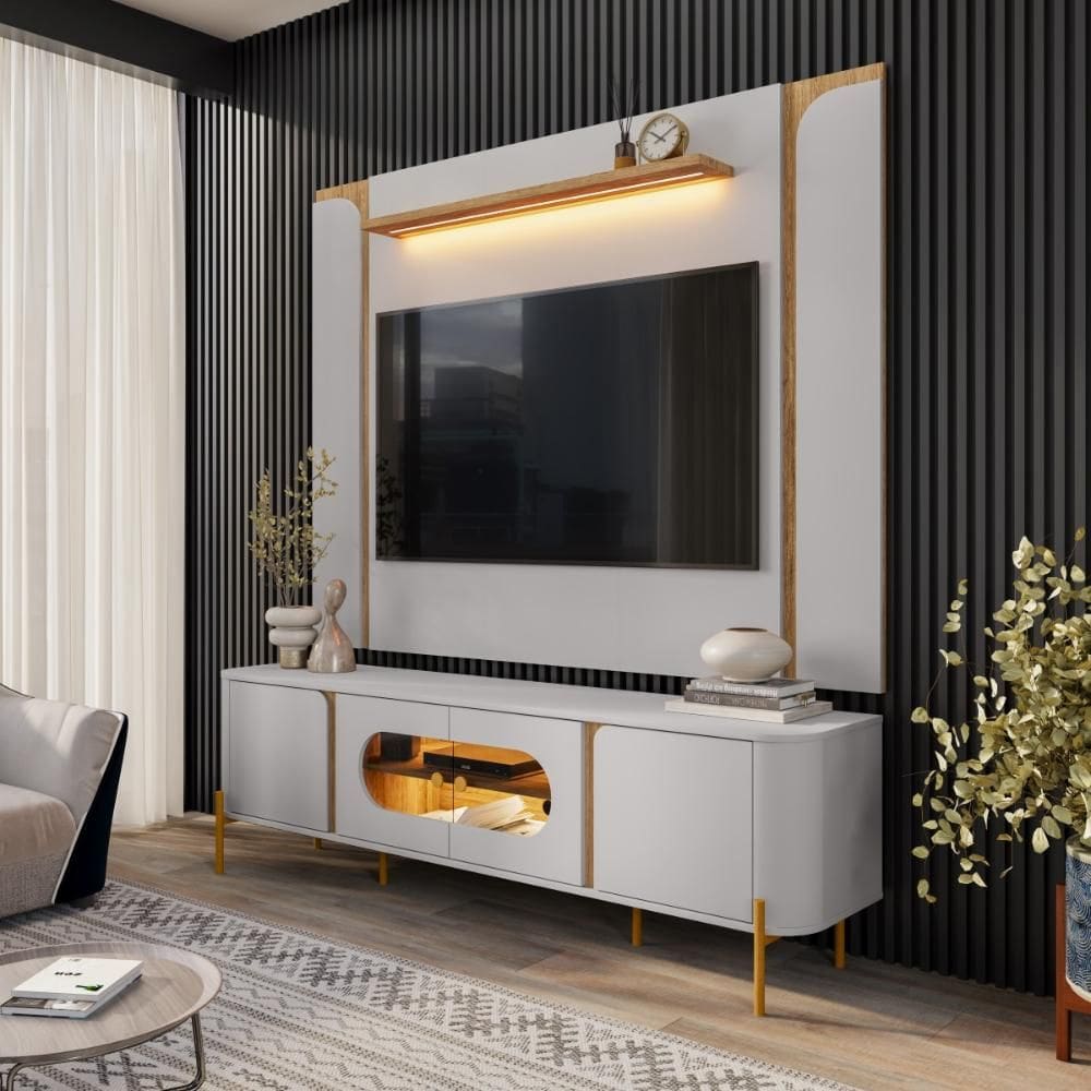 Kit Painel Maresias e Rack Juquehy c/ Iluminação LED TV 75”