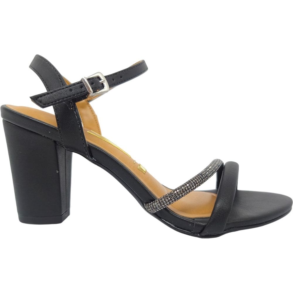 Sandália Feminina Casual Social Dia a Dia Passeio Trabalho Festa Verão Com Strass Salto Grosso Conforto Vizzano 6262.1034