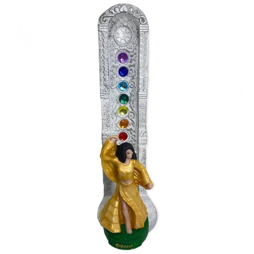 Incensário 7 Chakras Branco Cigano 22Cm Resina-Selecione Cor