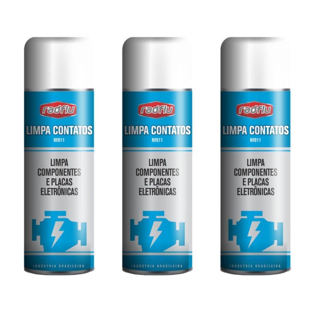 Kit 3 Limpa Contato Elétrico Conectores Pc Radflu 300Ml