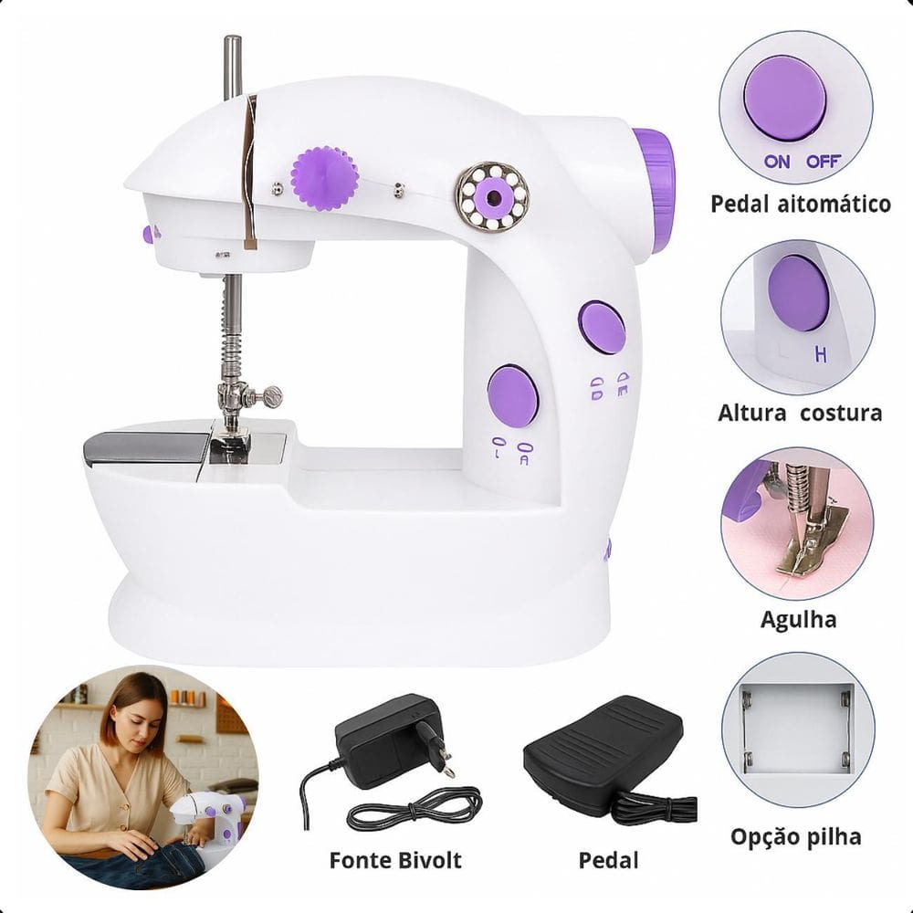 Máquina De Costura Portátil, Compacta, Reparos Domésticos