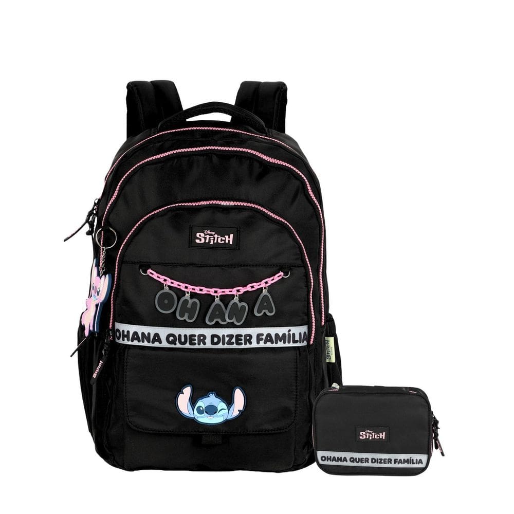 Kit Escolar Lilo Stitch Mochila De Costas + Estojo Box