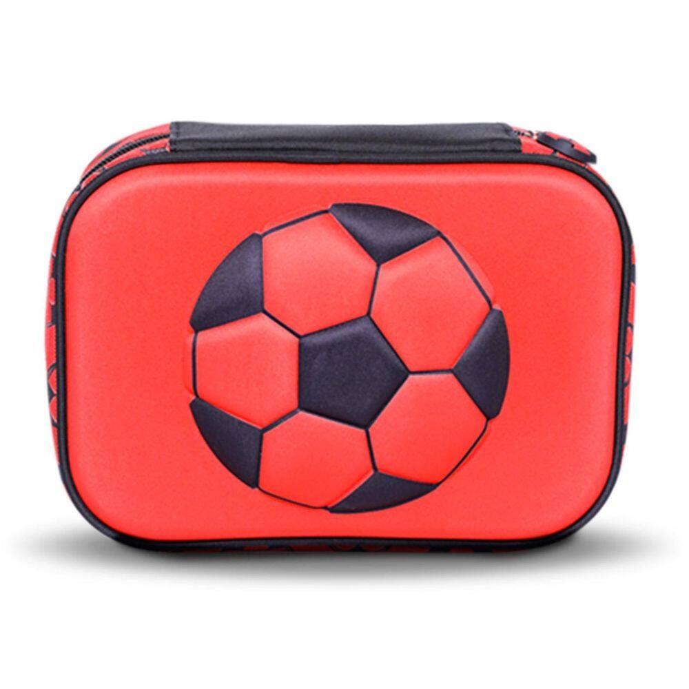 Estojo Bola De Futebol 3D Escolar Infantil Meninos- Vermelho