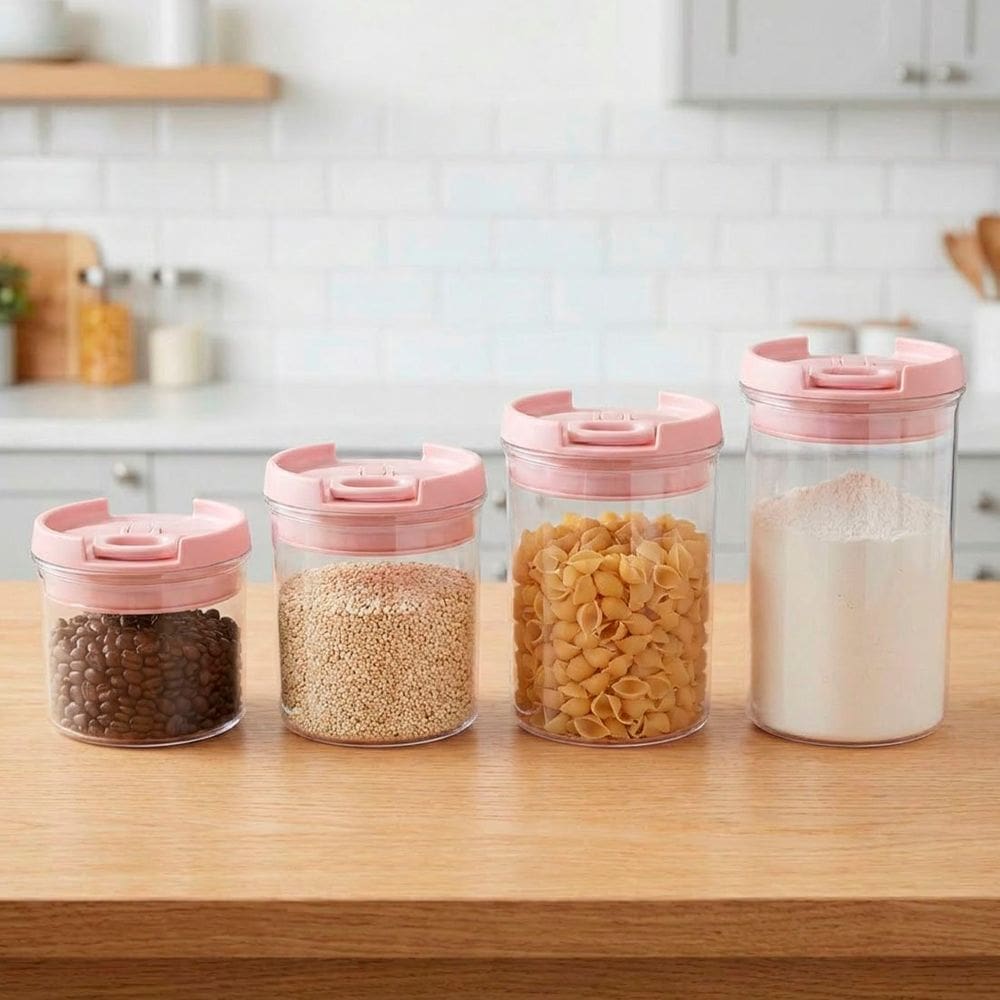 Potes Hermético Porta Mantimentos Redondo Conjunto Kit 4pçs