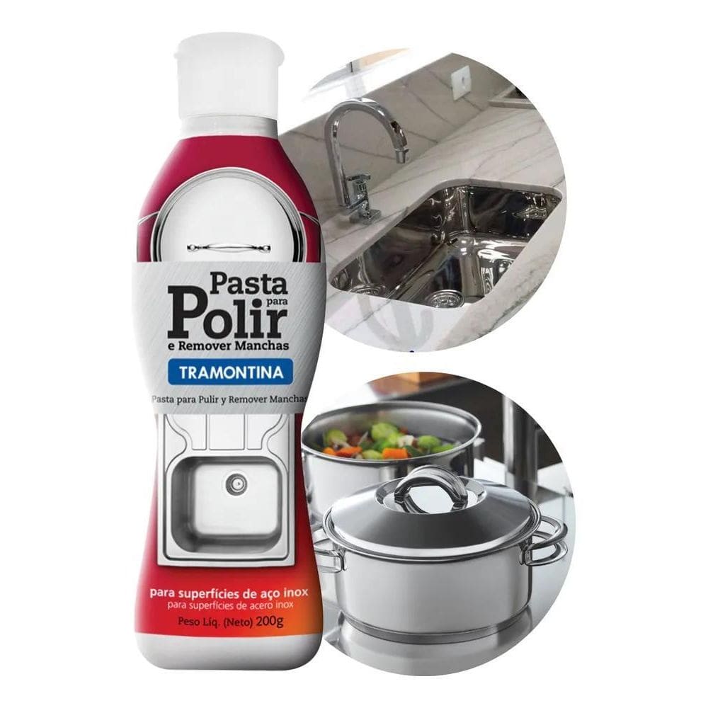 2X Pasta Para Polir E Remover Manchas Do Aço Inox - Tramont