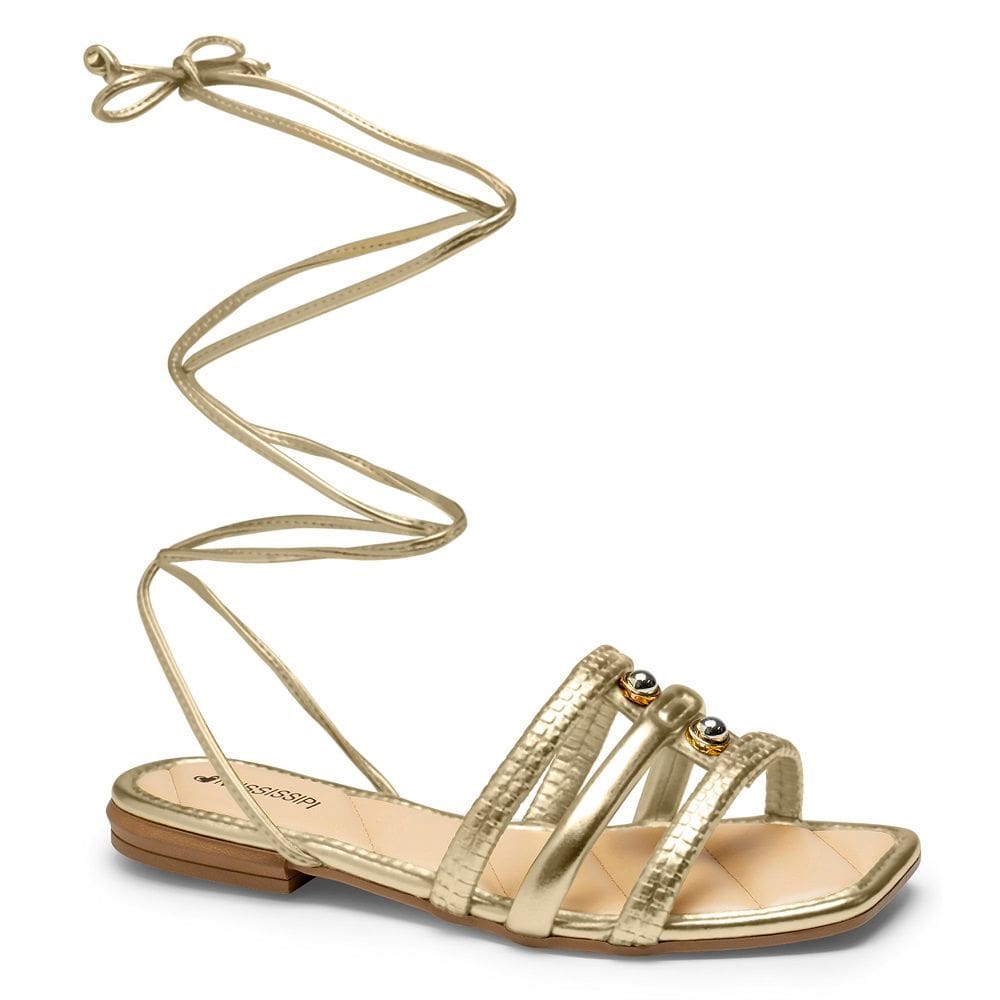 Sandália Amarracao Na Perna Mississipi MF222-0002 Feminina - Dourado