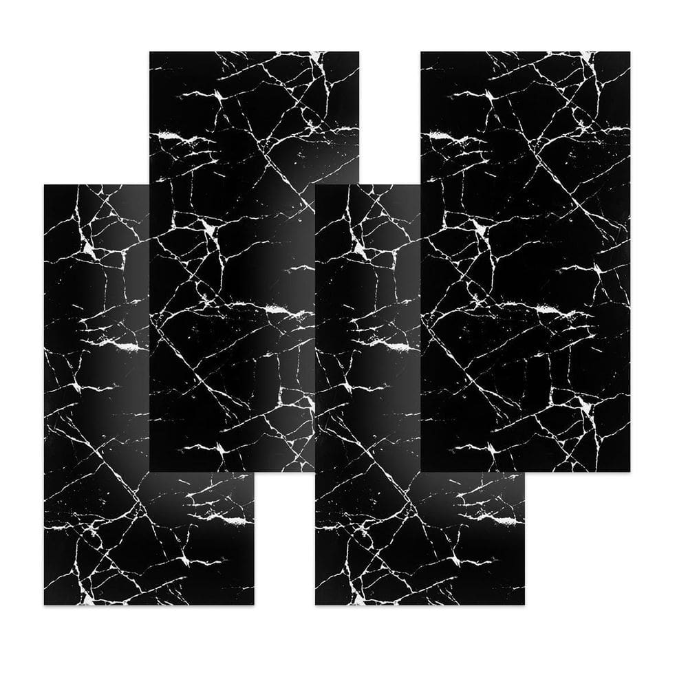 Placa Autocolante Vinílica Parede 3D Mármore Preto 10 Placas
