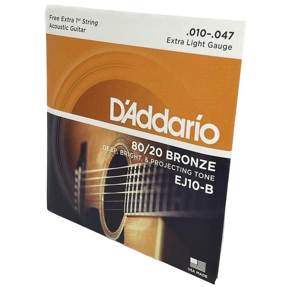Jogo Cordas Aço D`Addario 10-47 Violão Ej10-B Bronze 80/20 +