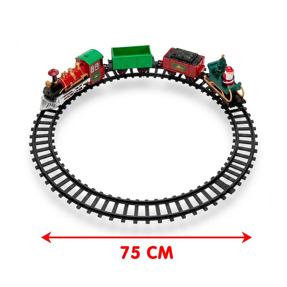 Locomotiva Trem Árvore Natal Trilho Elétrico Musical De 75cm
