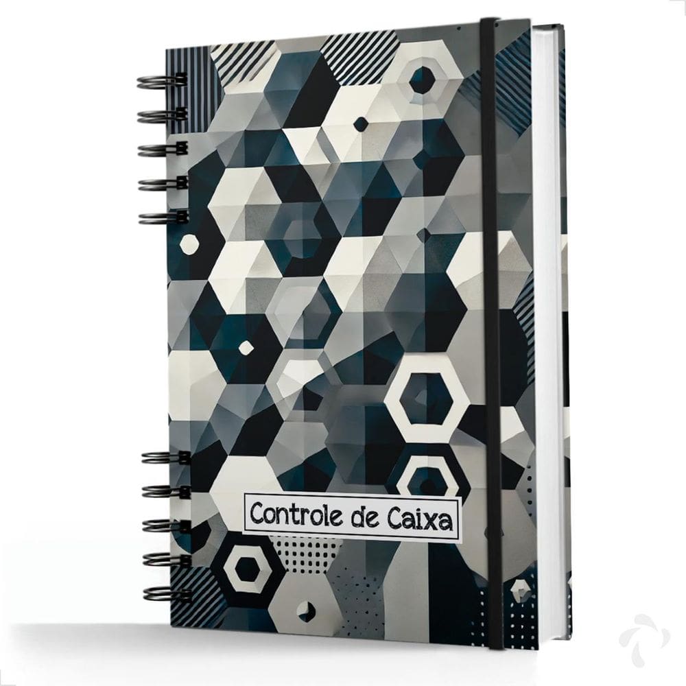 Caderno De Controle De Caixa Capa Dura Meu Controle Hexágono