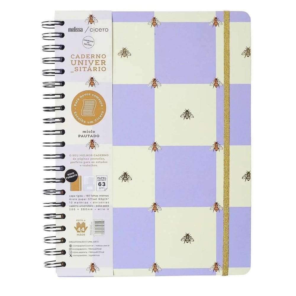 Caderno Universitário 10 Mat Melissa Casa Das Abelhas Lilas