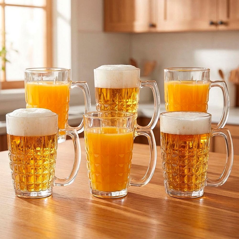 Jogo Copos De Vidro Canecas Chopp De 316ml Conjunto Kit 6pçs