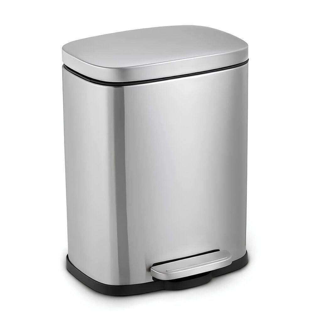 Lixeira 20l Retangular Em Inox Com Pedal E Cesto Removível