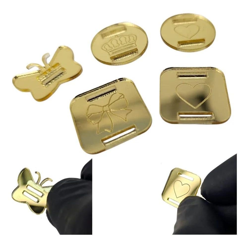 2X Aplique Tag Finalizador Laços Encadernação 50 Pçs Espelha