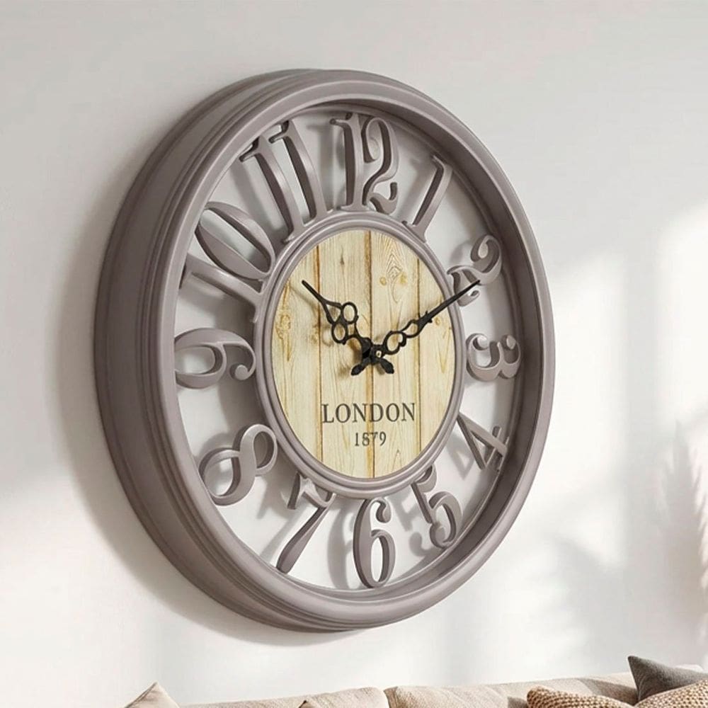 Relógio De Parede Redondo Vazado Decoração London 1879 45cm