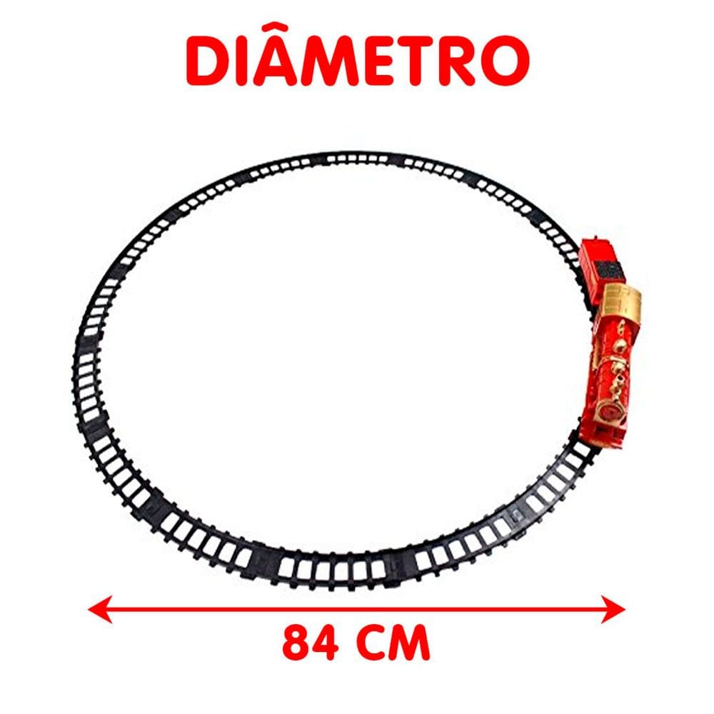 Brinquedo Trem Locomotiva Natal Trilho Elétrico 18pçs 84cm