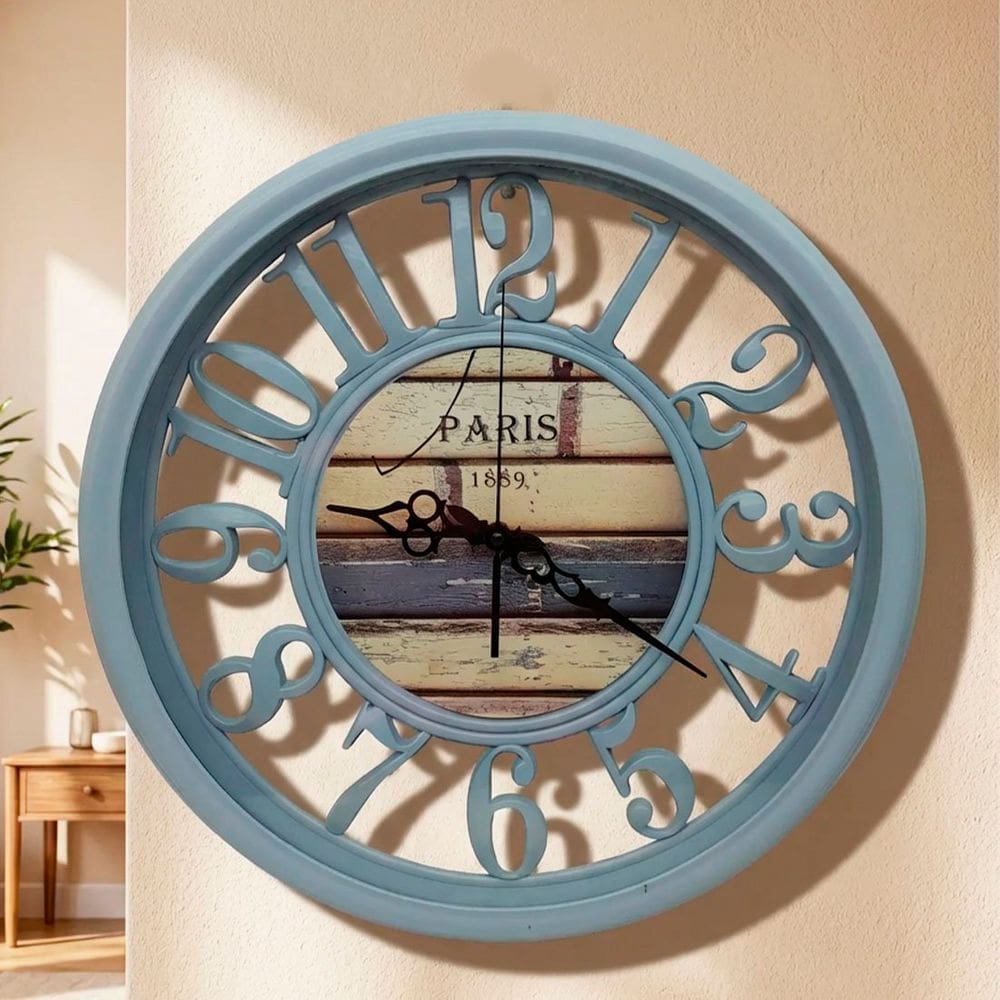 Relógio De Parede Redondo Vazado Decoração Paris 1889 45cm
