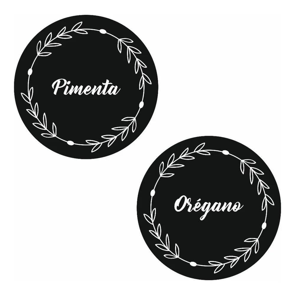 2X Adesivo Tempero Preto Potes Etiqueta Grãos 72Uni