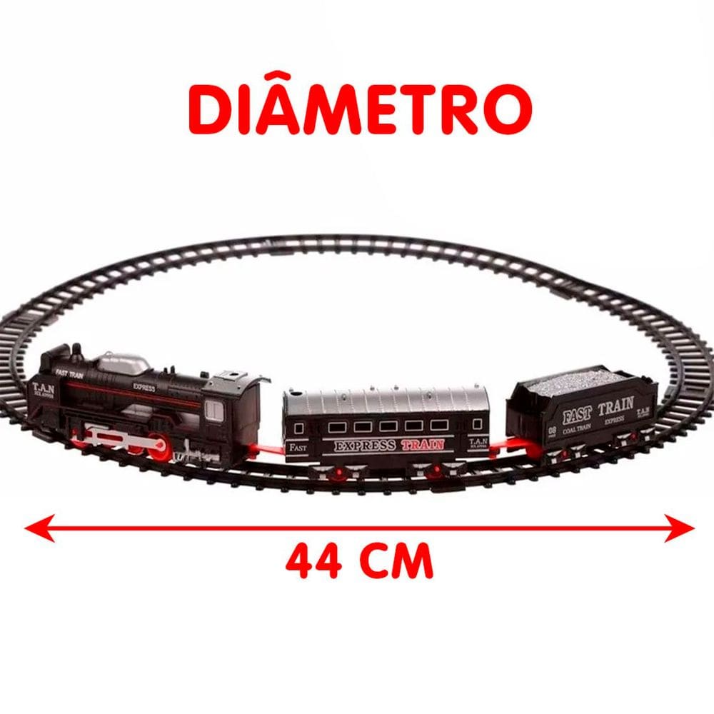 Brinquedo Trem Locomotiva Natal Trilho Elétrico 9pçs 44cm