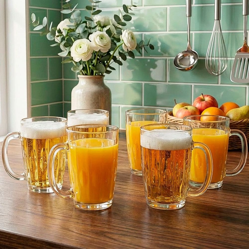 Jogo Canecas Chopp Copos De Vidro De 316ml Kit Conjunto 6pçs