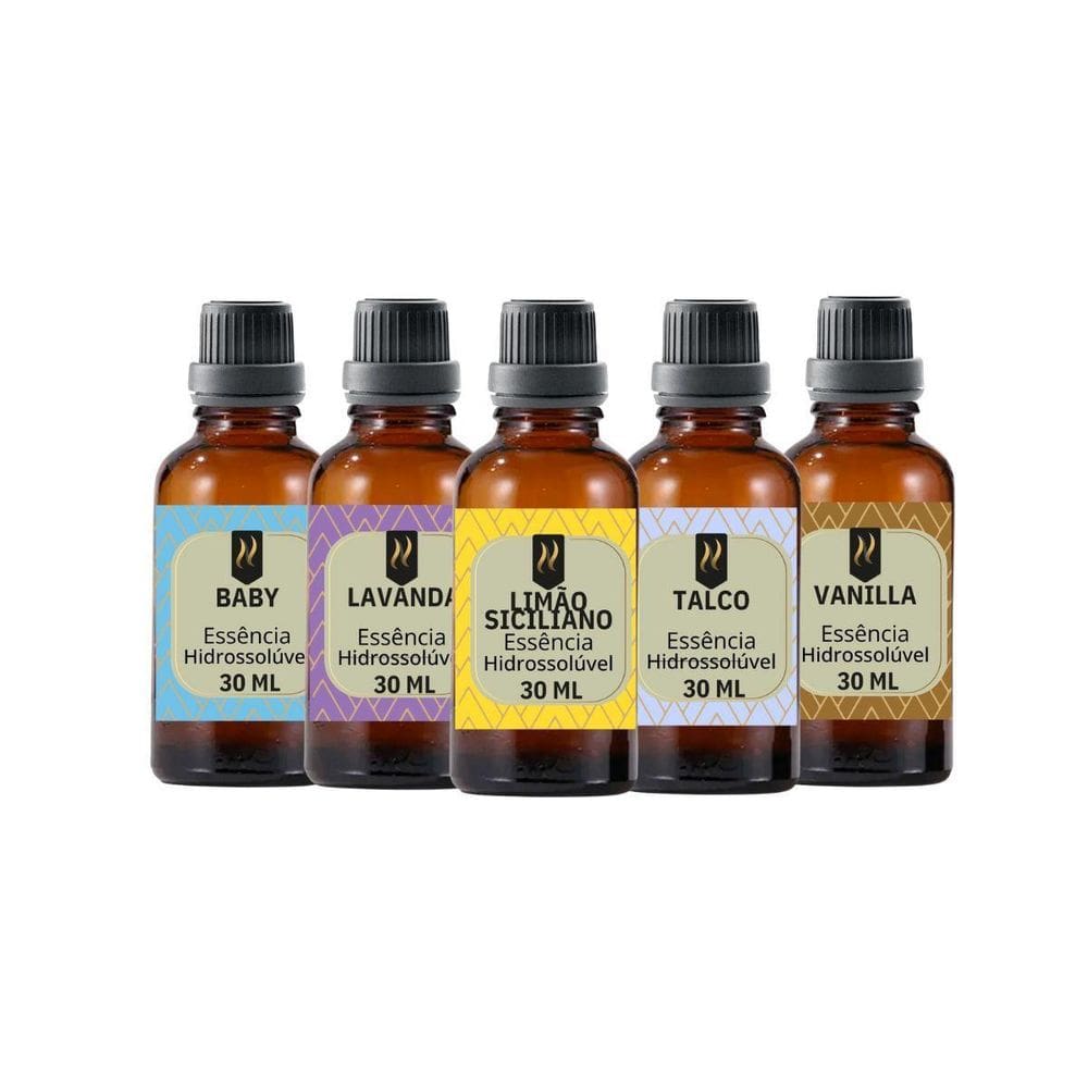 Super Kit 5 Essências A Base Água Hidrossolúvel 30Ml Difusor