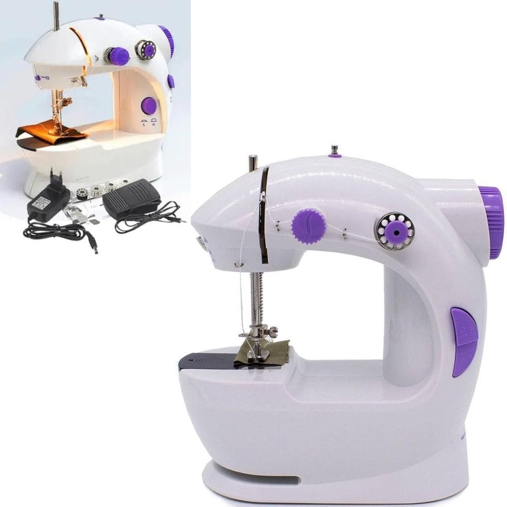 Mini Máquina De Costura Portátil Costura Reta Branca