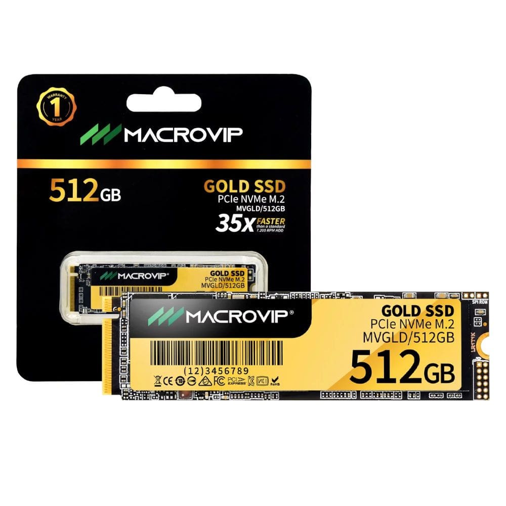 SSD M.2 NVMe Macrovip Gold 512GB Leitura 2400MB/s Gravação 1600MB/s