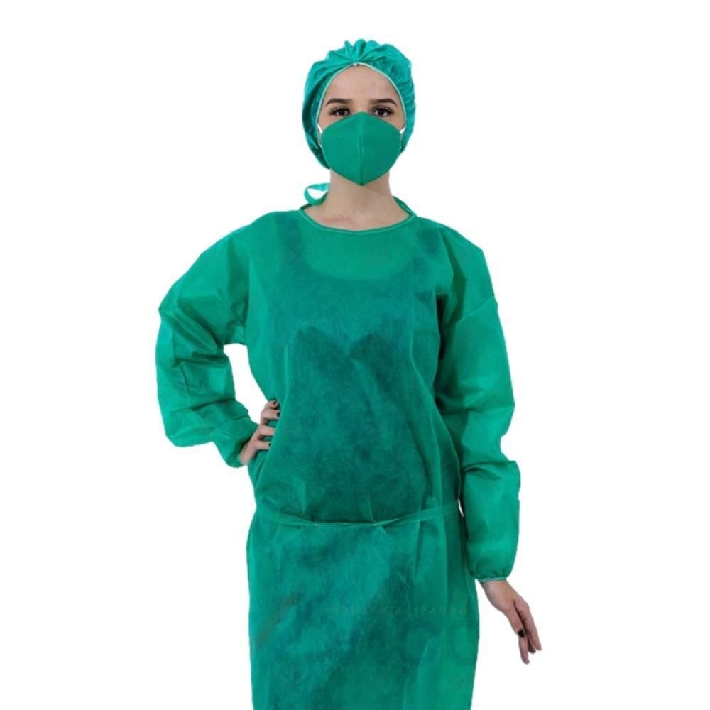 Avental Tnt Verde Manga Longa C/10 30G