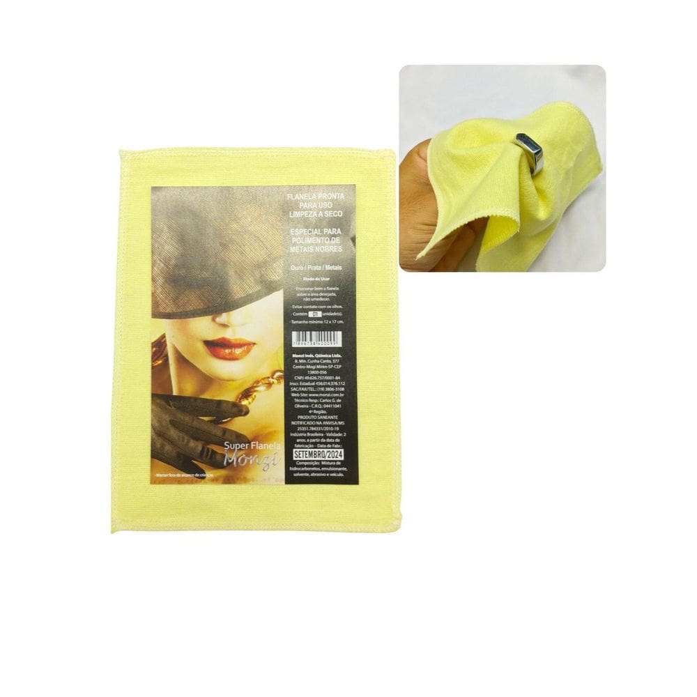 Flanela Mágica 12Cm X 17Cm Monzi Polimento Jóias Brilho
