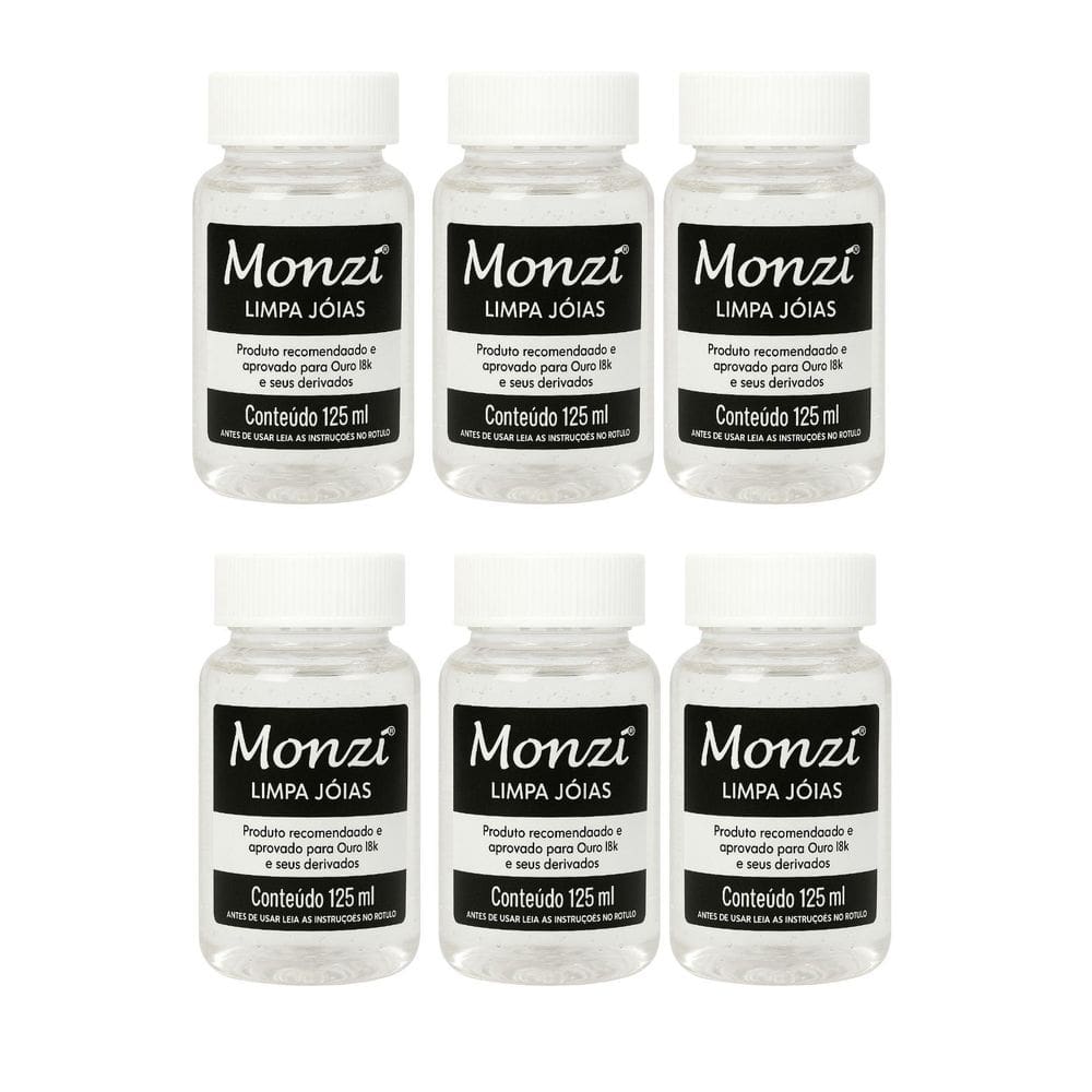 Kit 6 Limpa Jóias Ouro Puro 18K Monzi 125Ml Grande Liquido