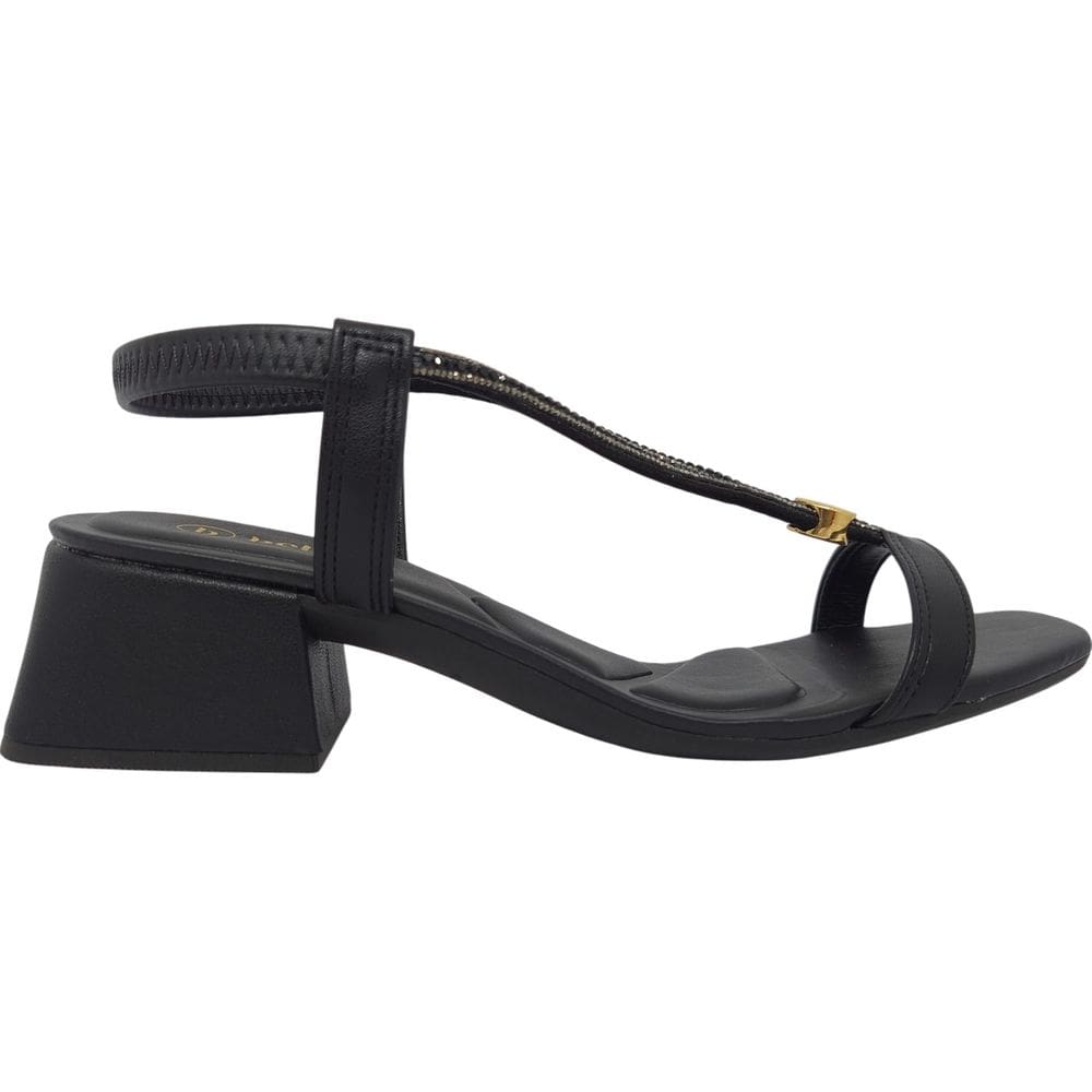 Sandália Feminina Casual Social Dia a Dia Passeio Trabalho Verão e Strass Salto Médio Ultra Conforto Bebece T5287