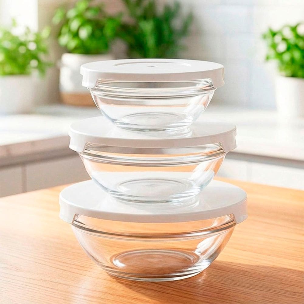 Potes De Vidro Recipiente Hermético Com Tampa Conjunto 3pçs