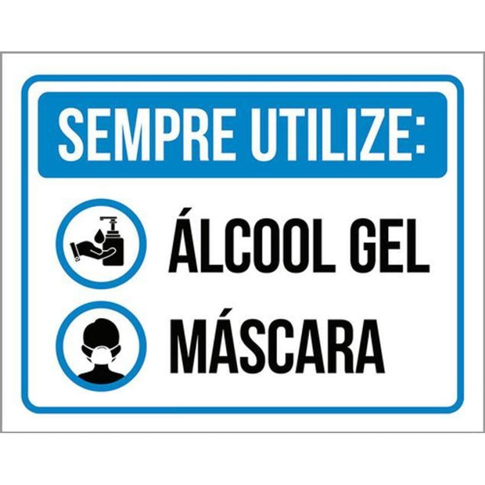 Kit 10 Placa Higiene Sempre Utilize Álcool Gel Máscara 36X46