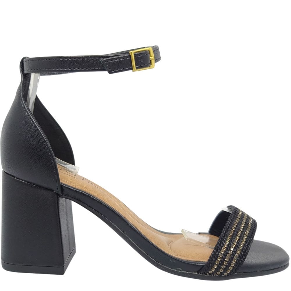 Sandália Feminina Casual Social Dia a Dia Passeio Trabalho Festa Verão com Strass Traseiro Fechado Salto Grosso Conforto Beira Rio 8436.245