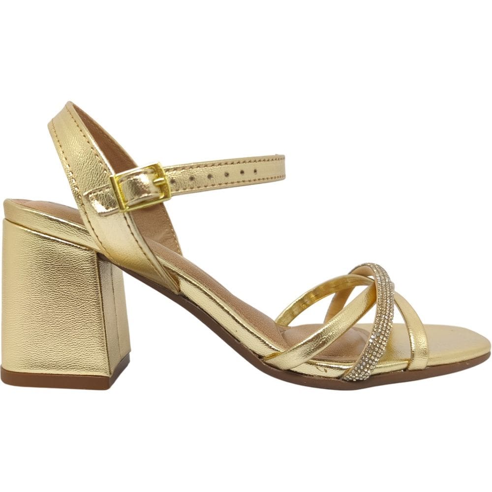 Sandália Feminina Casual Social Dia a Dia Passeio Trabalho Festa Verão com Strass Salto Grosso Conforto Beira Rio 8436.347