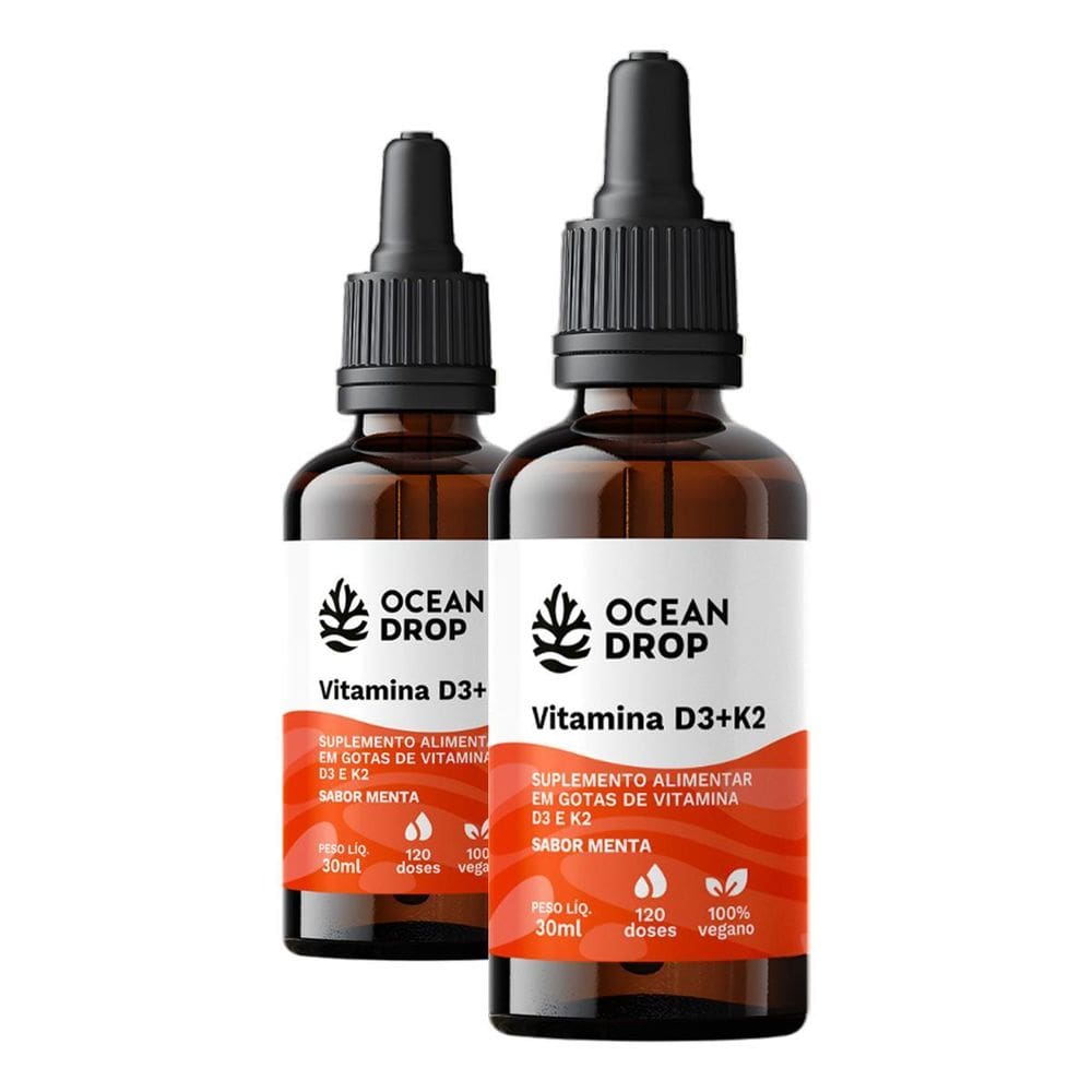 Kit 2 Vitamina D3 + K2 Em Gotas Ocean Drop 30Ml Sabor Menta