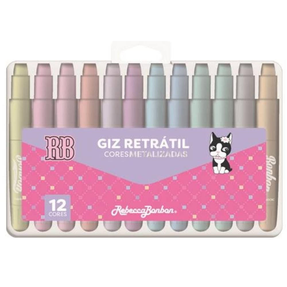 Estojo Giz Retrátil 12 Cores Metalizadas Rebecca Bonbon