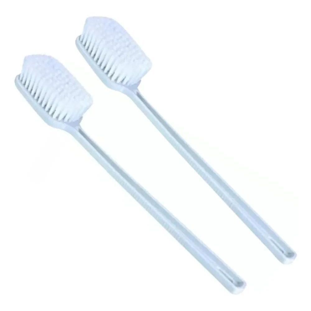 2X Kit 2 Escovas De Banho Para Lavar Costas Macia Cabo Grand