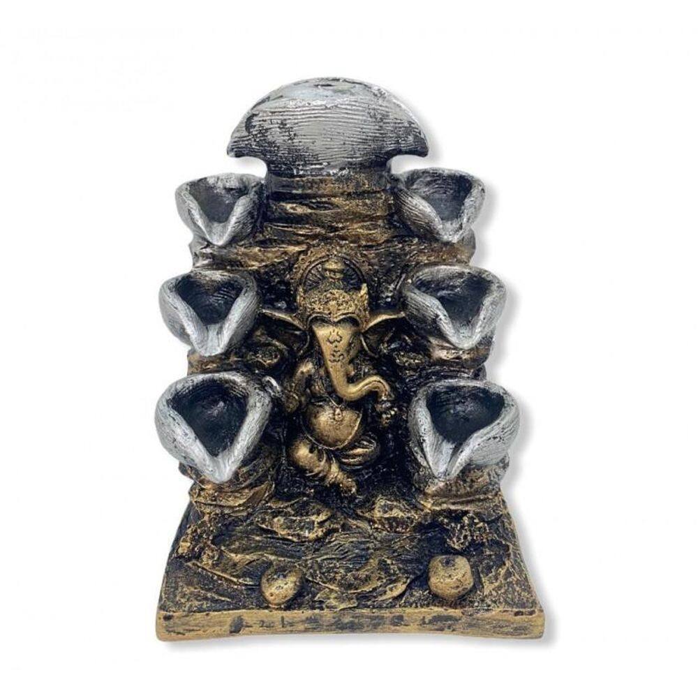 Incensário Cascata Ganesha 8 Quedas 14 Cm Resina-Escolha Cor