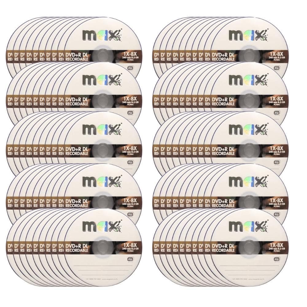 Caixa Com 100 Dvd+R Dual Layer 8.5Gb 1X-8X 50231-4 No Estojo