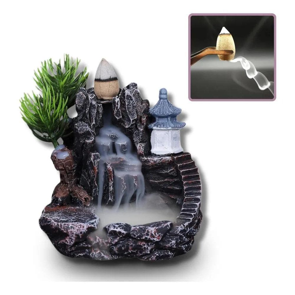 2X Incensário Cascata Fumaça Invertida Backflow Incenso Cone