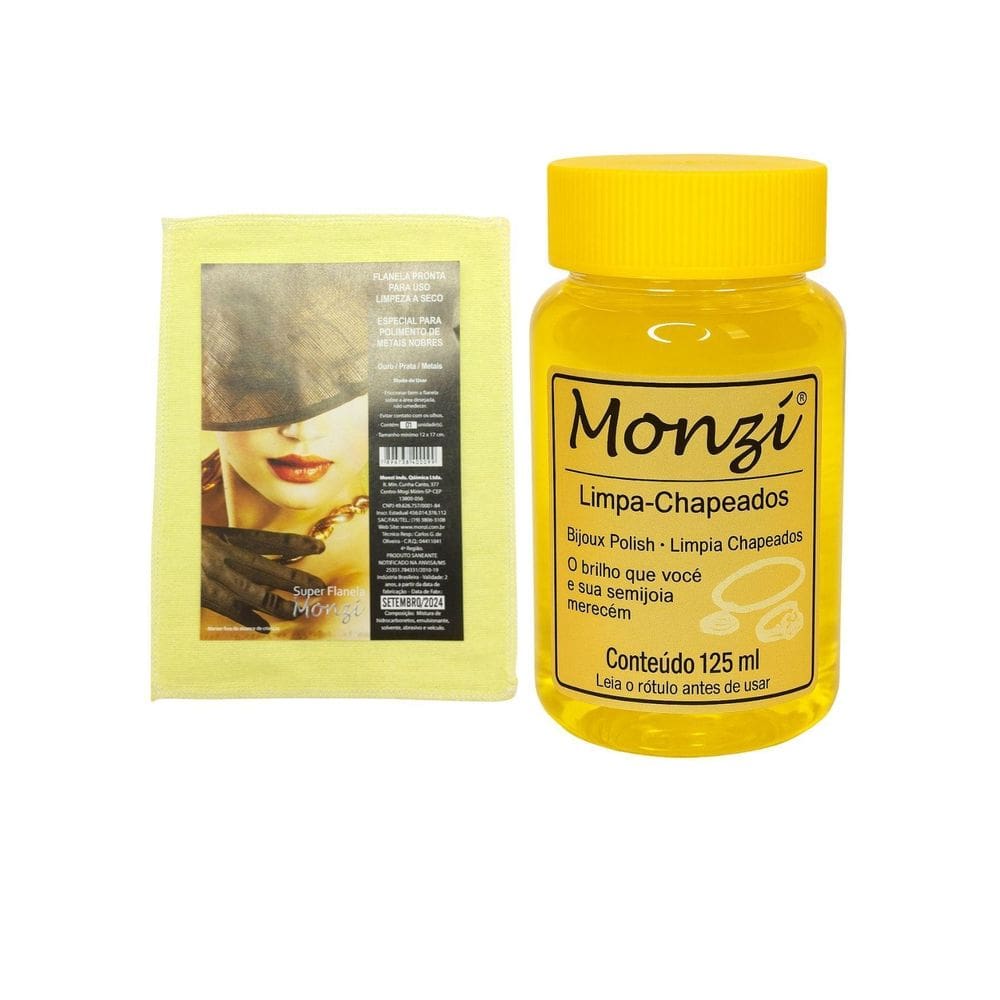 Kit 1 Limpa Chapeados Monzi 125Ml Grande + 1 Flanela Pano