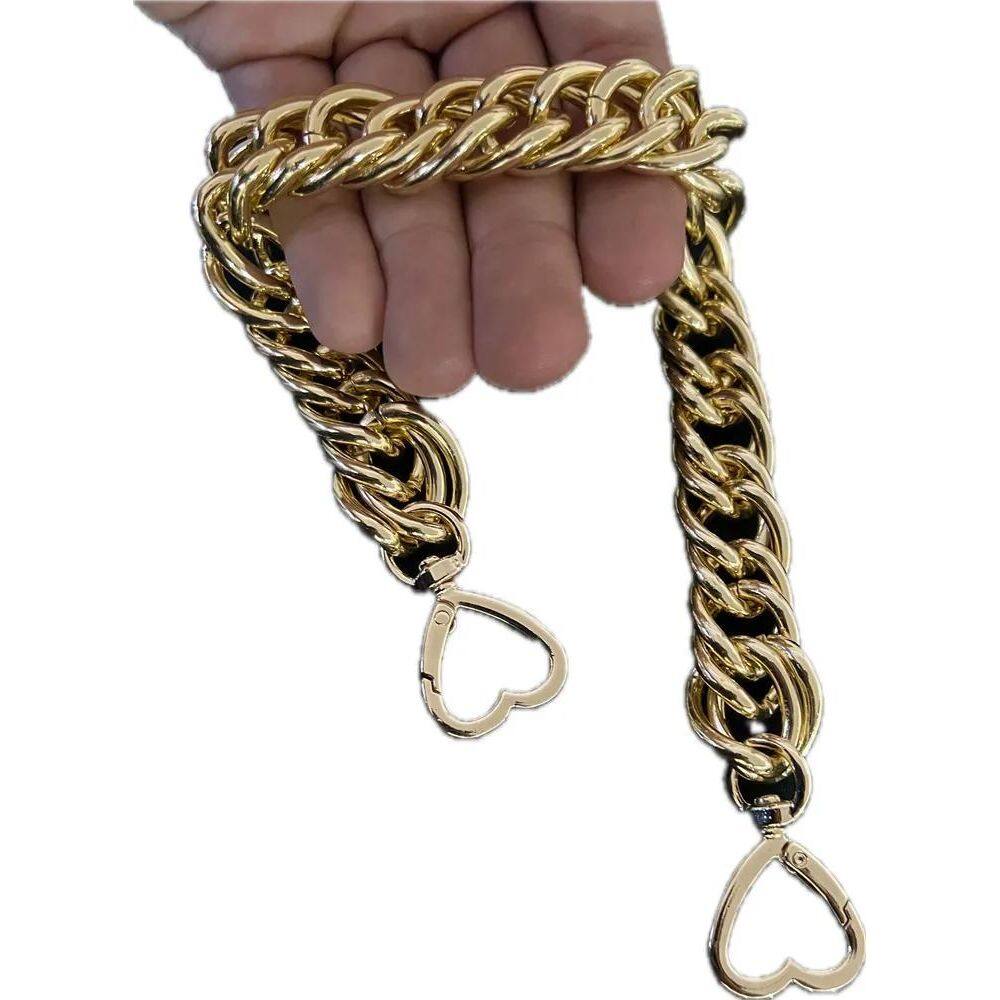 2X Alça Dupla Curta Corrente Verniz Dourado 35Cm