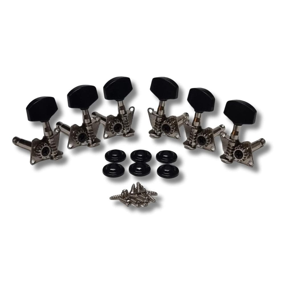 Tarraxa Violão Aço Guitarra Cromada E Preta Mh33 X Ronsani