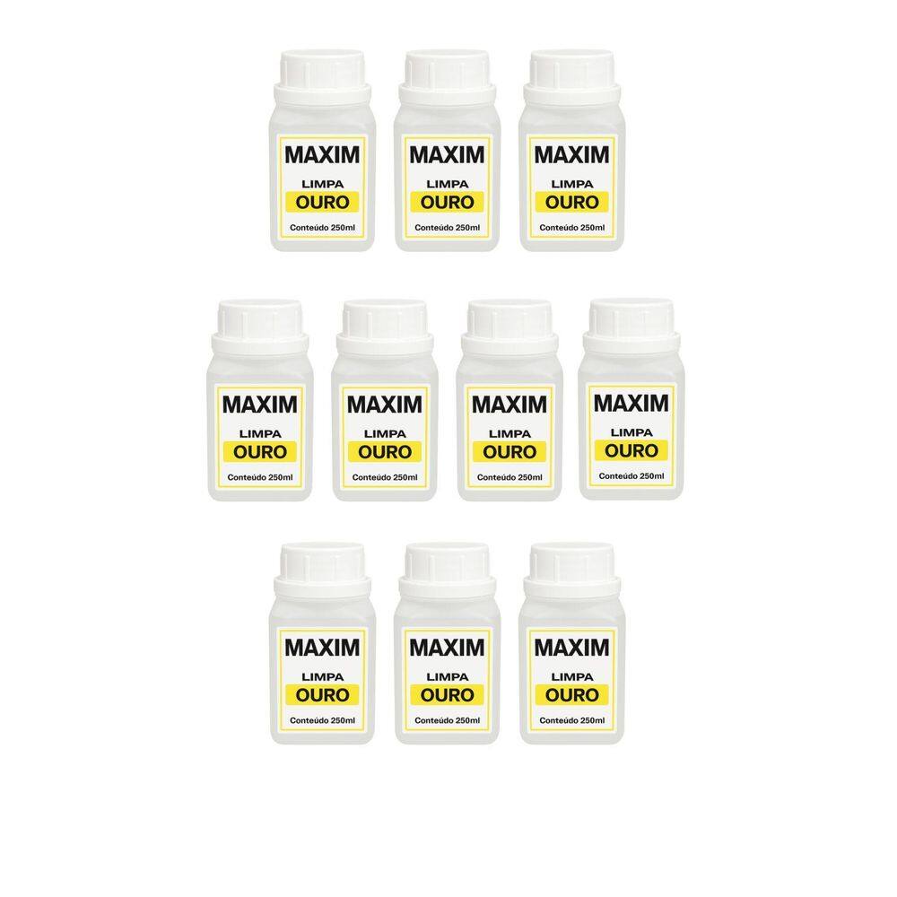 Kit 10Un Limpa Jóias Ouro Puro 18K Platina Maxim 250Ml