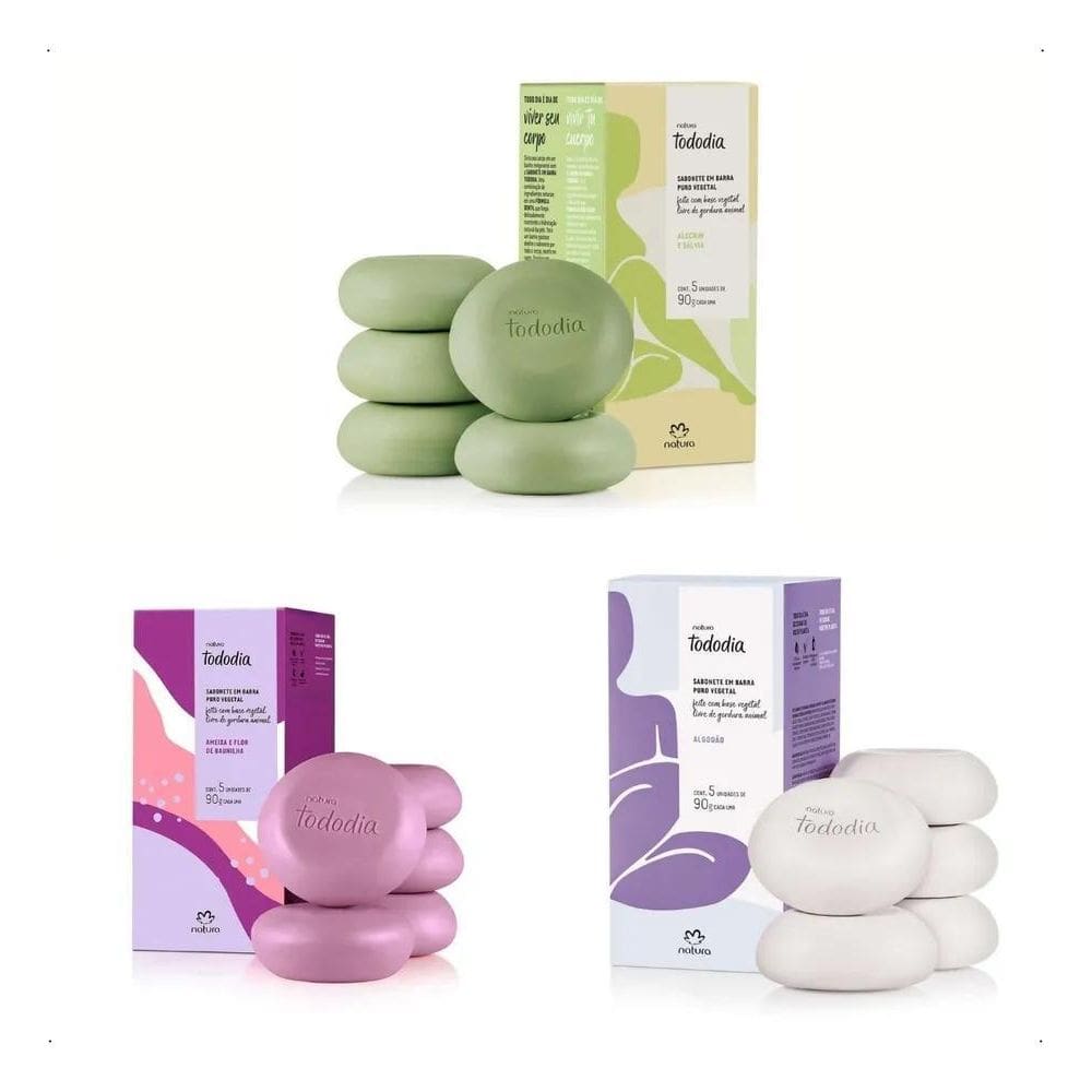 2X Kit Combo 3 Caixas Sabonete Tododia Com 5 Unidades 90G